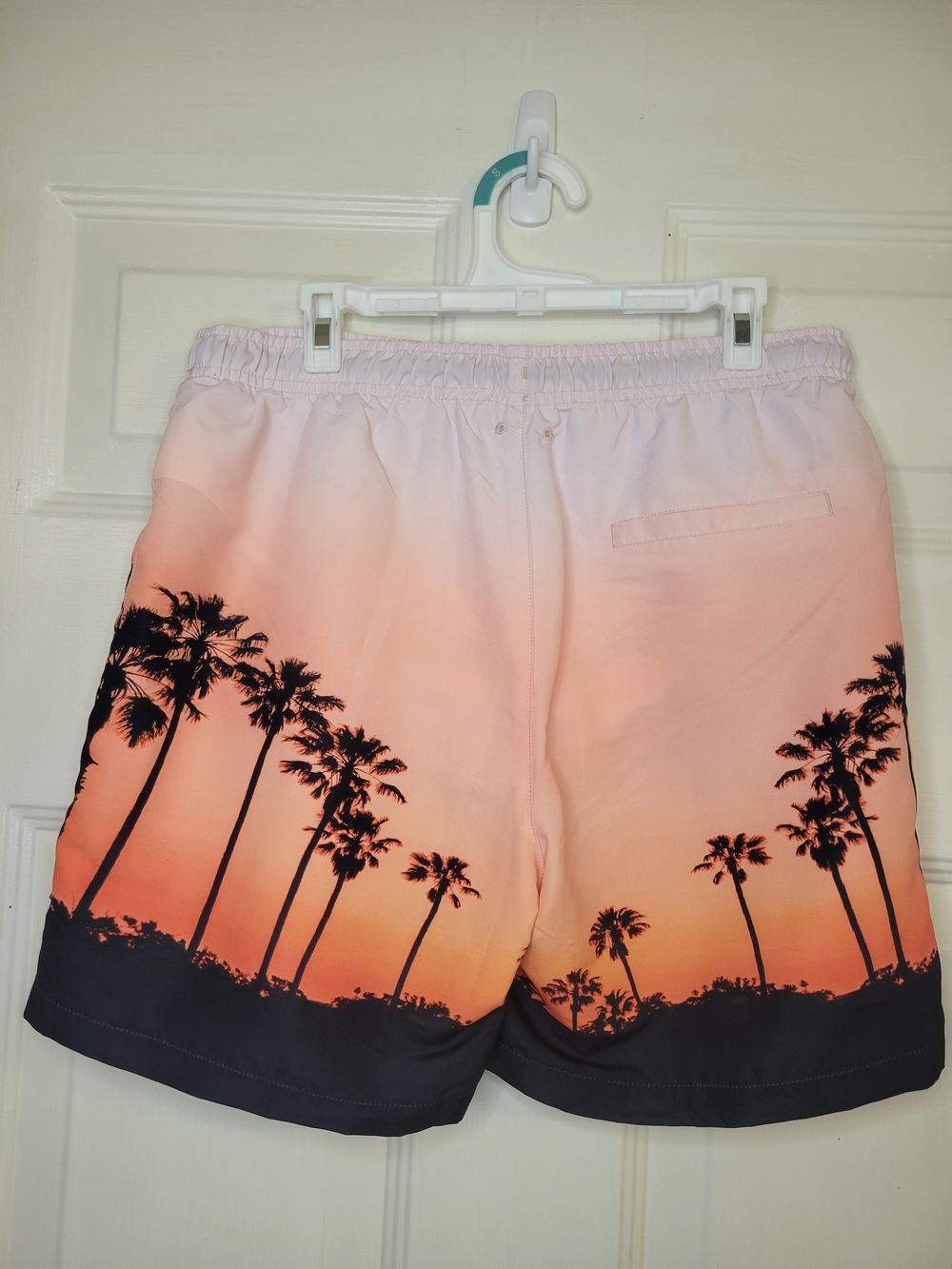 Zara Boy's Sunset Palm Print Swim Shorts - Peach/Black - Picture 6 of 9